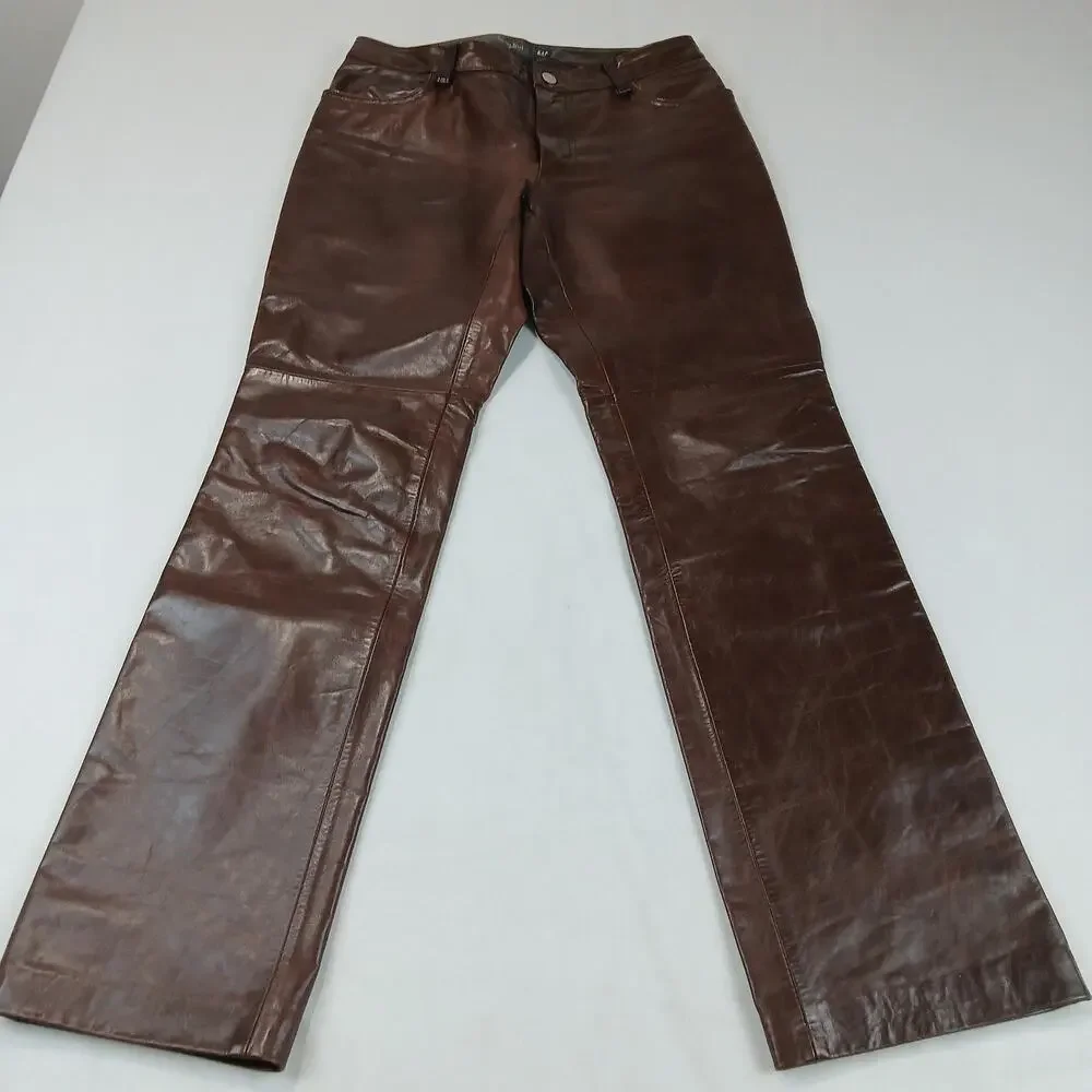 3 PC GAP Leather Boot Cut Pants Womens 28 x 29 Lined 5 Pocket Jeans Style Biker - Picture 11 of 16